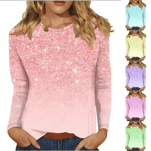 Jinhomg Women's Plus Size T Shirts Fashion 3/4 Sleeve Floral Printed Tunic Tops Fall Casual Loose Out Wear Pullovers Light Blue XXL