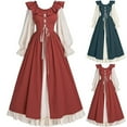 thumbnail image 1 of Jinhomg Women's Renaissance Dress Vintage Victorian Medieval Dress Plus Size Long Sleeve Lace Up Ruffle Maxi Dresses Holiday Cosplay Costume Green L, 1 of 5