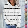 thumbnail image 1 of Jinhomg Women's Striped Print Sweatshirts Fall Casual Comfy Long Sleeve Hoodie Lightweight Loose Fit Kangaroo Pocket Sweatshirt with Drawstring Seasonal Sale Pink M, 1 of 6