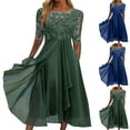 thumbnail image 1 of Jinhomg Women's Summer Maxi Dresses Trendy Lace Patchwork Chiffon Dresses Flowy Half Sleeve Wedding Guest Dress formal Evening Dresses Purple L, 1 of 10