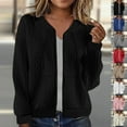 thumbnail image 1 of Jinhomg Women's Sweatshirt Jacket Fall Winter Comfy Long Sleeve Zip Up Hoodies Casual Loose Solid Open Front Outwear Black S, 1 of 6