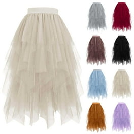 Women's Multilayer Tulle Ruffles Skirt - A-Line Fairy Tutu Midi Length For Parties & Special Events