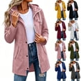 thumbnail image 1 of Jinhomg Women's Waterproof Rain Jacket Snap Zip Front Raincoat Hooded Windbreaker Quick Dry Warm Fall Jackets Outerwear for Travel Daily Commute Army Green,L, 1 of 6