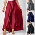 thumbnail image 1 of Jinhomg Women's Wedding Guest Skirts Elegant Irregular Ruffle Hem Maxi Skirt Plus Size Comfy Drawstring Waist Chiffon Skirt Dressy Casual Party Outfits Navy XXXL, 1 of 7