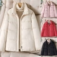 thumbnail image 1 of Jinhomg Women's Winter Quilted Jacket Thermal Cozy Long Sleeve Full-Zip Puffer Coat Casual Solid Outerwear with Pockets Limited Time Deal Black XL, 1 of 5