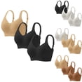 thumbnail image 1 of Jinhomg Women's Wirefree Push-Up Bra Back Closure Athletic Solid Sports Bra Coffee XXXL, 1 of 9