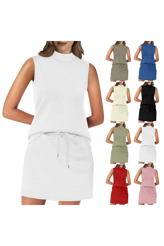 Womens 2 Piece Lounge Sets Outfits Round Neck Sleeveless Tops And Short Skorts Sweatsuits Casual Tennis Outfits Green,XXL