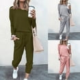 thumbnail image 1 of Jinhomg Womens 2 Piece Outfit for Fall Long Sleeve Round Neck Tracksuits Two Piece Sweatpants Jogger Sport Outfits Set Gray,S, 1 of 6