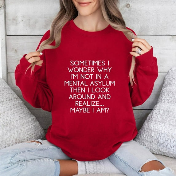 Jinhomg Womens 2026 Fashion Sweatshirt Cute Letter Print Pullover Oversized Comfy Long Sleeve Drop Shoulder Tops Casual Daily Wear Black M