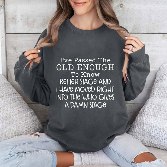 Jinhomg Womens 2026 Fashion Sweatshirt Cute Letter Print Pullover Oversized Comfy Long Sleeve Drop Shoulder Tops Casual Daily Wear Dark Gray XL