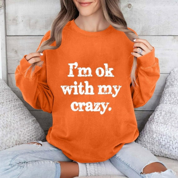 Jinhomg Womens 2025 Fashion Sweatshirt Cute Letter Print Pullover Oversized Comfy Long Sleeve Drop Shoulder Tops Casual Daily Wear Summer Saving Coffee XXL