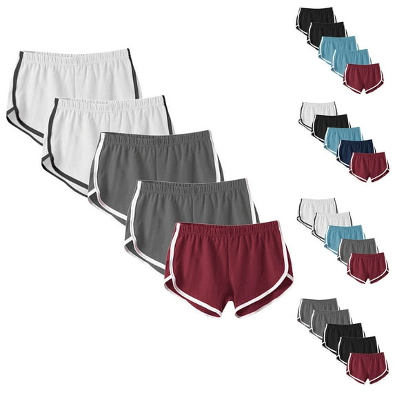 Jinhomg Womens 5 Pack Shorts Soft Plus Size Elastic Waist Dolphin Shorts Casual Solid Workout Booty Pants for Cycling Hiking Running Black L