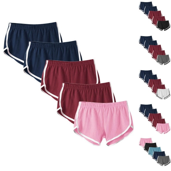 Jinhomg Womens 5 Pack Shorts Soft Plus Size Elastic Waist Dolphin Shorts Casual Solid Workout Booty Pants for Cycling Hiking Running Pink XXL