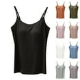 thumbnail image 1 of Jinhomg Womens Adjustable Strap Tank Top Casual Solid Camisole with Built in Bra Lightweight Comfy Solid Crew Neck Cami Cute Everyday Undershirt Army Green M, 1 of 4