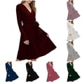 thumbnail image 1 of Jinhomg Womens Belted Midi Dresses Ribbed Knit Wrap V Neck A Line Dress Dressy Casual Party Cocktail Dresses Hot Pink S, 1 of 6