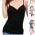 thumbnail image 1 of Jinhomg Womens Camisole Tank Tops Cute Spaghetti Strap V Neck Camis Lightweight Comfy Summer Cami Shirts with Built in Bra Blue S, 1 of 5