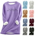 thumbnail image 1 of Jinhomg Womens Comfy Fleece Lined Sweatshirts Winter Soft Thermal Letter Print Loungewear Plus Size Long Sleeve Crewneck Sherpa Sweatshirt Dark Gray S, 1 of 6