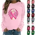 thumbnail image 1 of Jinhomg Womens Cute Breast Cancer Sweatshirt Comfy Long Sleeve Pink Ribbon Print Tops Casual Loose Fall Winter Pullovers Winter Saving Green M, 1 of 5