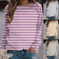 thumbnail image 1 of Jinhomg Womens Drop Shoulder Sweatshirt 2024 Fashion Striped Crew Neck Tops Fall Casual Comfy Long Sleeve Pullovers 2024 Trendy Going Out Wear Lightning Deals of Today Yellow XL, 1 of 5