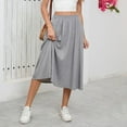thumbnail image 1 of Jinhomg Womens Elastic Waist Skirts Casual Solid Midi Sweat Skirt Loose Fit Comfy A Line Swing Flowy Skirt Spring Summer Going Out Wear Gray L, 1 of 6