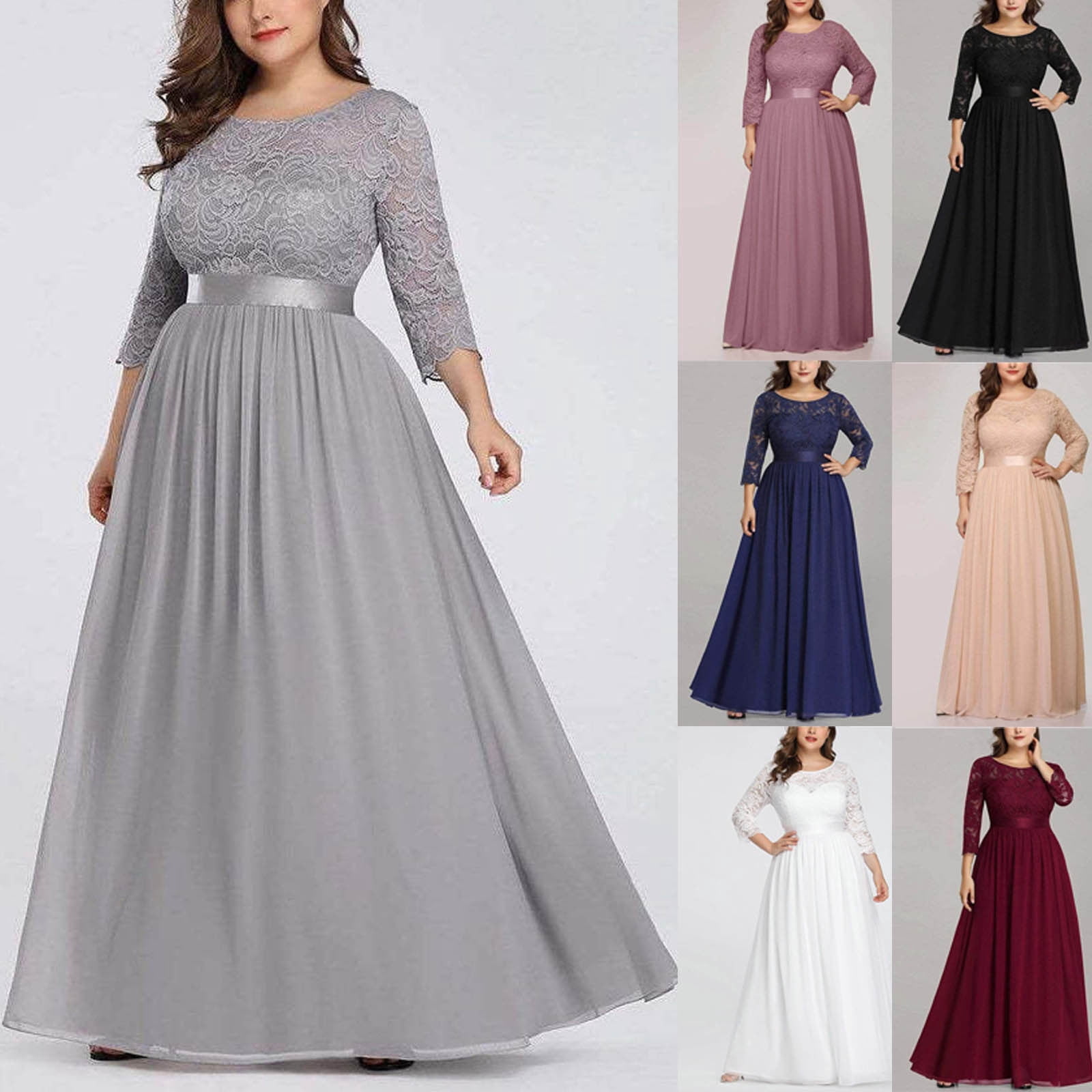 Lace and Chiffon Dresses with Open Back Mist Plus Size main image 1