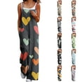 thumbnail image 1 of Jinhomg Womens Fashion Rompers 2025 Fancy Spaghetti Strap Print Jumpsuits Plus Size Comfy Sleeveless Square Neck Long Overalls with Pockets Black S, 1 of 7