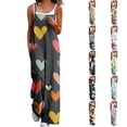 thumbnail image 1 of Jinhomg Womens Fashion Rompers 2025 Fancy Spaghetti Strap Print Jumpsuits Plus Size Comfy Sleeveless Square Neck Long Overalls with Pockets Orange M, 1 of 7
