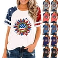 thumbnail image 1 of Jinhomg Womens Fashion Summer Tops Plus Size Raglan Sleeve American Flag Tees Casual Fourth of July Themed Party T-Shirts Ladies Independence Day Gifts Watermelon Red XXL, 1 of 3