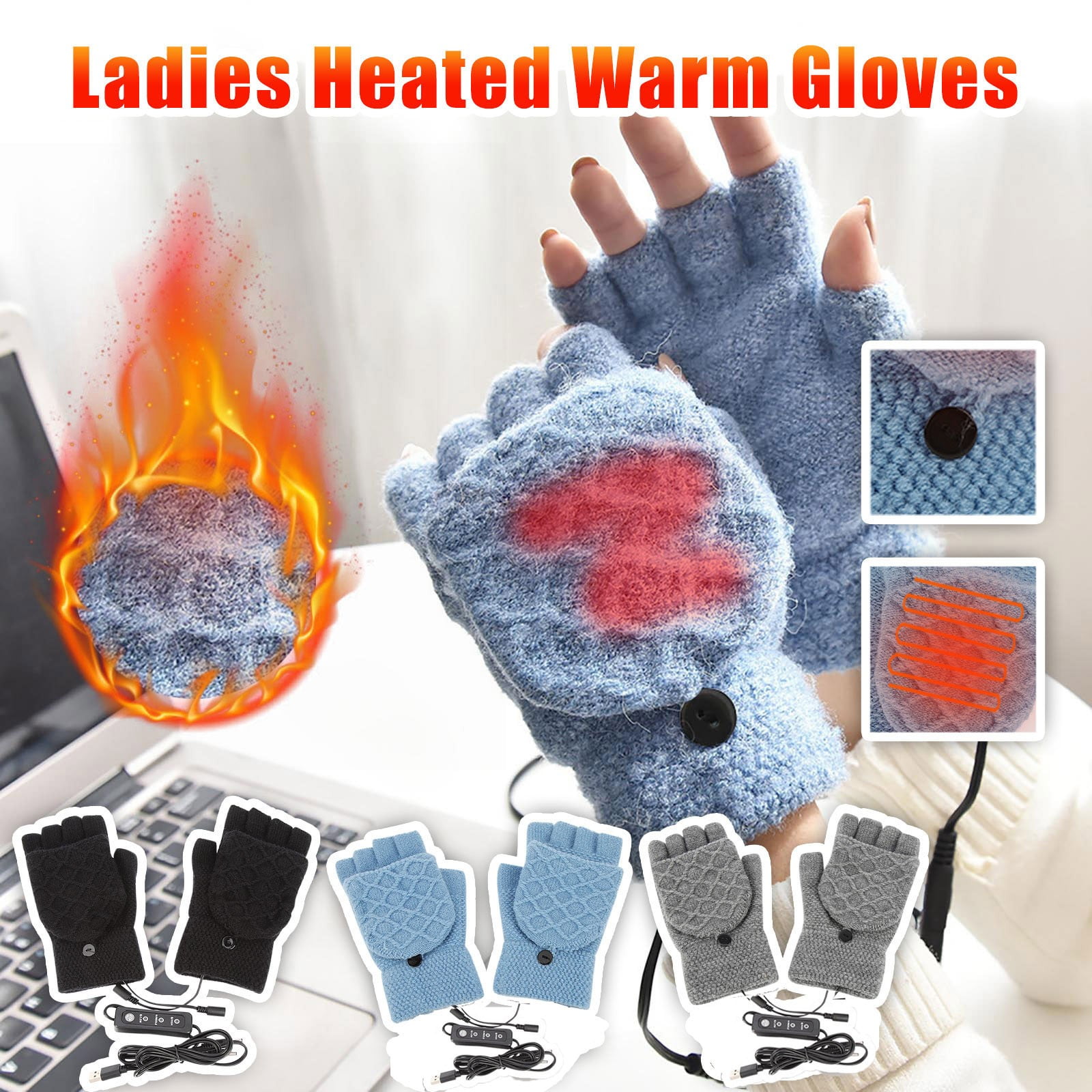 Winter Warm Beanie Hat Rechargeable Battery Heated Hat For Men Women Cold Weather Hat Knit Ski