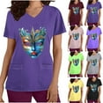 thumbnail image 1 of Jinhomg Womens Holiday Scrub Shirts Funny Mardi Gras Mask Graphic Scrubs Lightweight Comfy Short Sleeve V-Neck Carnival Themed Tunic Top 90 off Clearance Sale Green L, 1 of 6