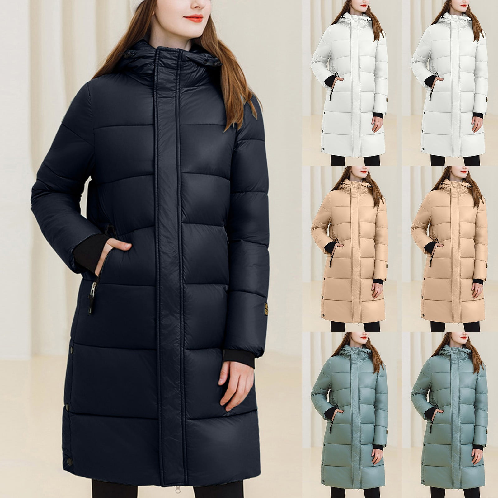 Jennifer Womens Hooded Puffer Jacket Warm Insulated Coat With Cozy Hood For Cold Weather