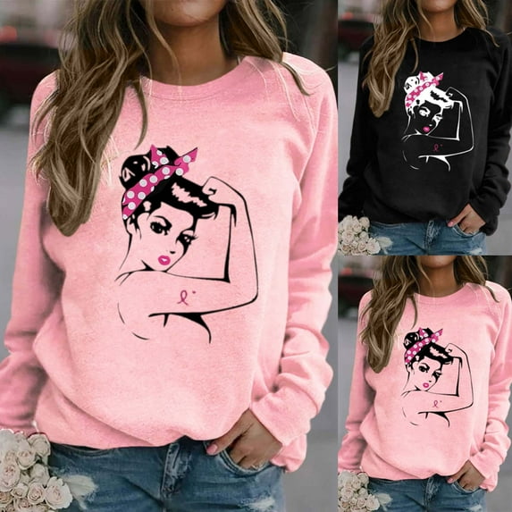 Jinhomg Womens Inspirational Holiday Sweatshirts Dressy Casual Long Sleeve Crewneck Tops Lightweight Cozy Tshirt Blouse Spring Saving Black L