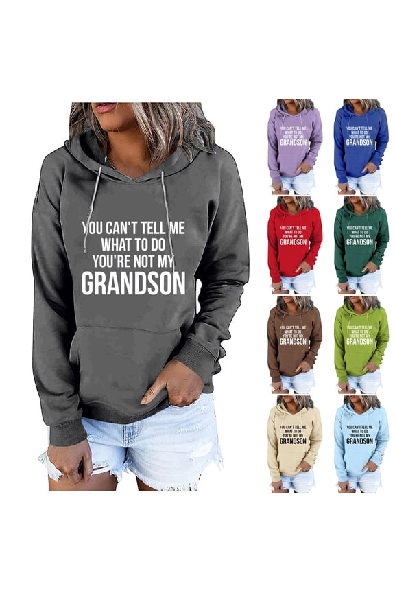 Womens Letter Print Sweatshirt Lightweight Comfy Long Sleeve Drawstring Hoodies Casual Loose Kangaroo Pocket Pullover Tops with Drawstring Army Green XXL