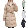 thumbnail image 1 of Jinhomg Womens Long Down Coats Fall Winter Thick Warm Double Closure Puffer Jacket Casual Cozy Long Sleeve Outerwear with Pockets and Drawstring Khaki L, 1 of 6