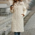 thumbnail image 1 of Jinhomg Womens Long Quilted Jackets Fall Winter Loose Cozy Full-Zip Puffer Coat Warm Long Sleeve Faux Fur Trim Outerwear with Pockets White M, 1 of 9