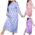 thumbnail image 1 of Jinhomg Womens Long Sleeve Nightgowns Plus Size Comfy Long Sleeve Maxi Dress Cute Polka Dot Print Sleeping Dresses Soft Milk Silk Dress Todays Purple XL, 1 of 4