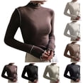 thumbnail image 1 of Jinhomg Womens Long Sleeve Thermal Shirts Fall Winter Comfy Fleece Lined Mock Neck Loungewear Fall Slim Fit Casual Tunic Tops Limited Time 90 off Clearance Sale Black L, 1 of 8