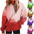 thumbnail image 1 of Jinhomg Womens Loose Comfy Sweatshirt Trendy Tie Dye Print Drawstring Hoodies Fall Lightweight Long Sleeve Casual Tops with Kangaroo Pocket Hot Pink XXL, 1 of 6