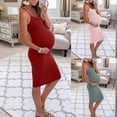 thumbnail image 1 of Jinhomg Womens Maternity Sleeveless Dress Lightweight Comfy Spaghetti Strap Cotton Pregnancy Dresses Dressy Casual Solid Bodycon Dress 2025 Saving Red XXL, 1 of 5