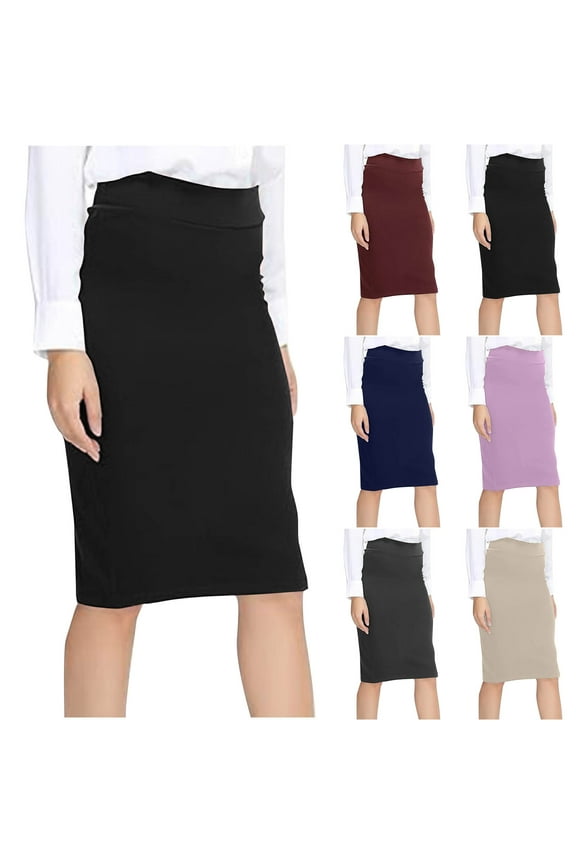 Womens Midi Pencil Skirt Dressy Casual Elastic High Waist Bodycon Skirts Plain Solid Business Work Wrap Skirts formal Office Skirt Khaki XXL