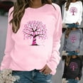 thumbnail image 1 of Jinhomg Womens Pink Breast Cancer Awareness Shirt Trendy Pink Ribbon Tree Pattern Sweatshirts Holiday Dressy Comfy Long Sleeve Round Neck Tops White XL, 1 of 5