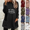 thumbnail image 1 of Jinhomg Womens Plus Size Casual Sweatshirts Oversized Soft Cozy Sherpa Lined Pullovers Cute Letter Print Long Sleeve Crewneck Tops Army Green XXXL, 1 of 5