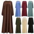thumbnail image 1 of Jinhomg Womens Plus Size Maxi Dress Casual Loose Long Sleeve Crewneck Dresses Basic Muslim Abaya Ramadan Dress Coffee S, 1 of 7