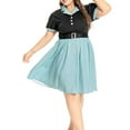 thumbnail image 1 of Jinhomg Womens Plus Size Party Dress Retro 1950S Polka Dot Midi Dresses Lightweight Comfy Short Sleeve Button Up Cocktail Dress Evening Prom Dress Light Blue XXXXL, 1 of 9