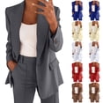 thumbnail image 1 of Jinhomg Womens Plus Size Work Suit Dressy Casual Blazer Jacket with Elastic Waist Pants 2 Piece Plain Solid Business Blazer Sets Red XXL, 1 of 8