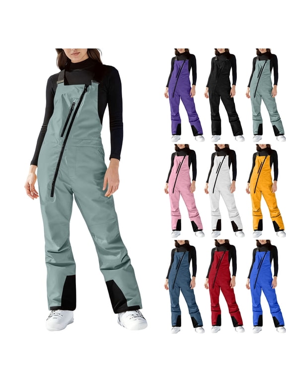 Womens Ski Snow Bibs Pants Winter Insulated Snowboard Overalls Outdoor Water Resistant Romper Snow Pant Windproof Adjustable Jumpsuits Yellow,M