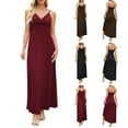 thumbnail image 1 of Jinhomg Womens Sleeveless Maxi Dress Elegant Spaghetti Strap Ruched V-Neck Dresses formal Backless Cocktail Party Wedding Guest Dress Black XXL, 1 of 8