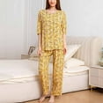 thumbnail image 1 of Jinhomg Womens Soft Cotton Pajamas Elegant Floral Print Long Sleeve Button Down Tops and Straight Pants Sets 2 Piece Casual Sleepwear Loungewear Yellow L, 1 of 9