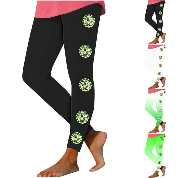 Jinhomg Womens Stretchy Leggings Fashion St Patricks Day Graphic Tights Buttery Soft Comfy Ankle Length High Waist Holiday Yoga Pants Spring Saving Today Clearance Army Green S