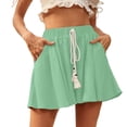 thumbnail image 1 of Jinhomg Womens Summer Comfy Shorts Wide Leg High Waist Casual Shorts 2024 Fashion Shorts with Personalized Drawstring Prime Deals of The Day Green M, 1 of 7
